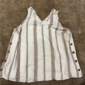 Market & Spruce White and Golden Patterned Tank Top